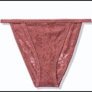 THREE PAIR PINK LACE HIGH-LEG BIKINI